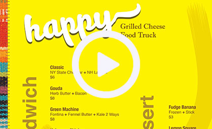 Happy Food Truck - a large graphic print menu designed by Lisa Long